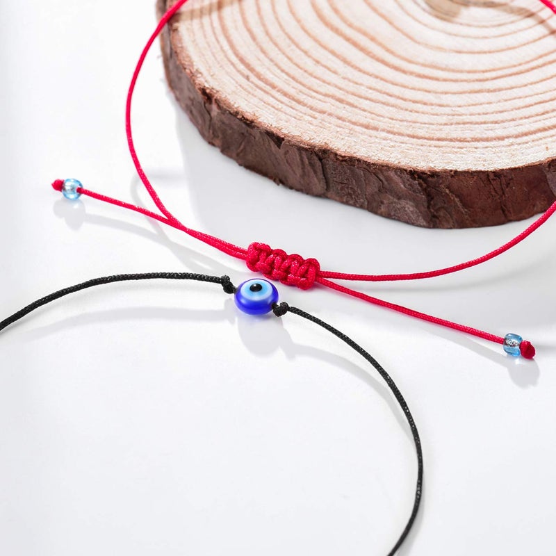 Shonyin Evil Eye Bracelet Lucky Red String Rakhi for Brother Set of 2 Protection Kabbalah Ojo Turco Mal De Adjustable Bracelets Handmade Nazar Amulet Jewelry Gift For Women Men Family Friend 2pcs - Image 4